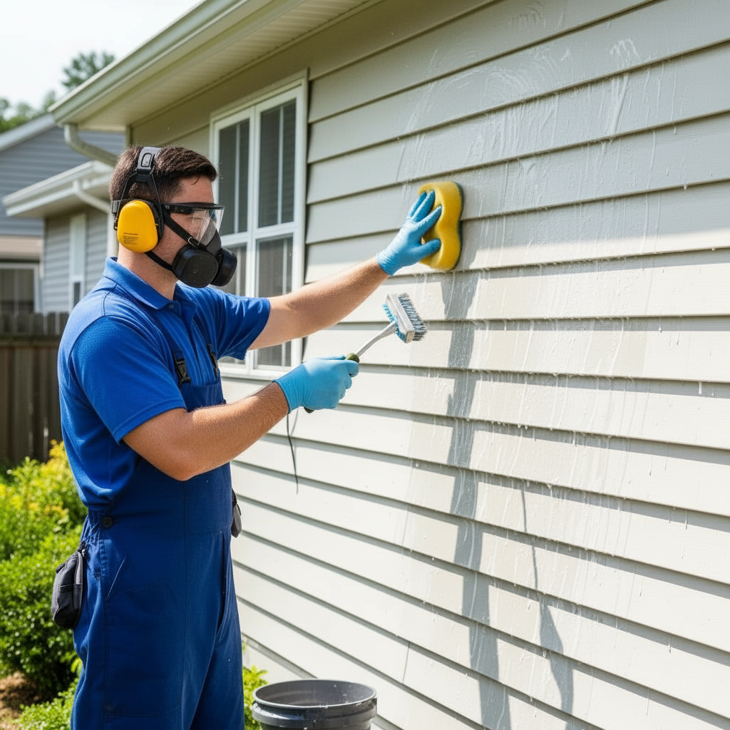 Soft wash application on house siding
